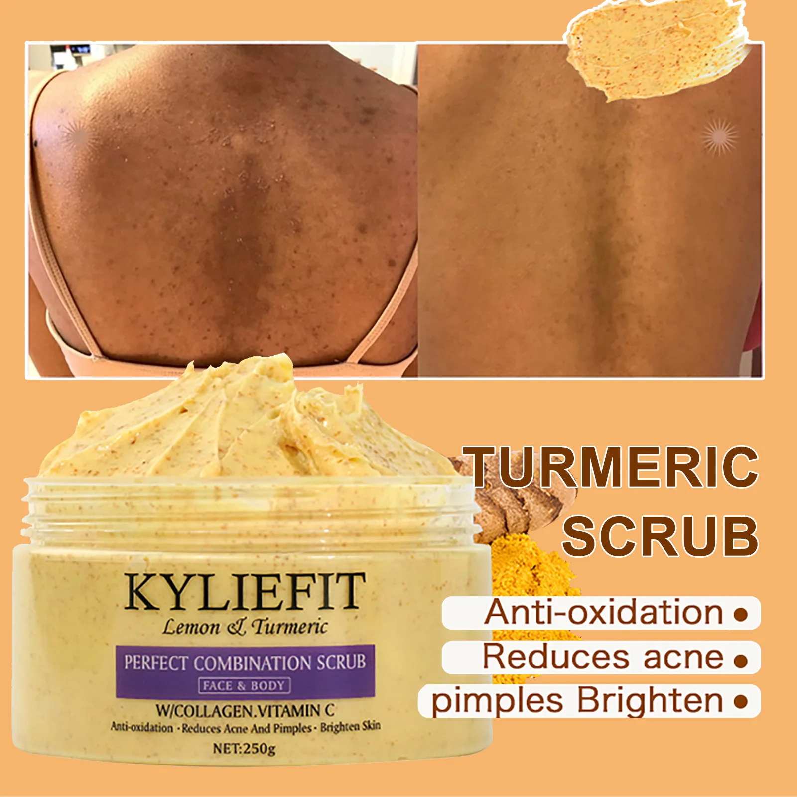 KYLIEFIT Natural Exfoliating Salt Body and Face Scrub, Lightening, Moisturizing, Remove Dark Spots, Acne, Stains, Wrinkles - Image 2
