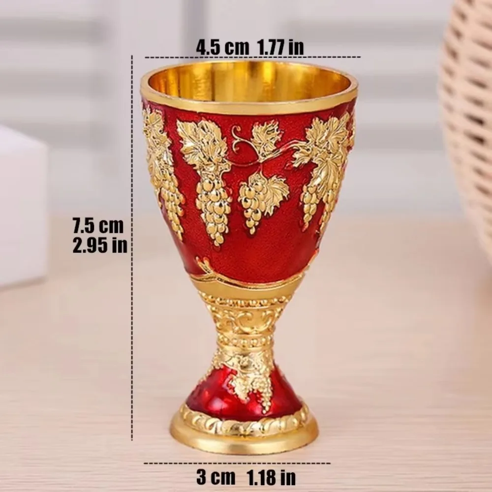 New European Style Wine Glasses Spirits Cup Mini 30ml Vodka Goblet Retro Alloy Wedding Chalices Red Liquor Glass - Image 6