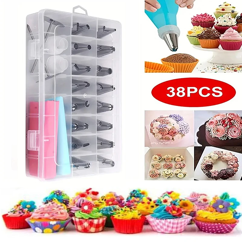 38PCS/Set Cream Pastry Bag Cake Decoration Nozzles Tube Mold Baking Tools