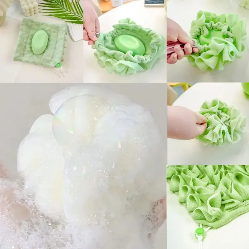 2-In-1 Bath Loofah Towel & Soap Pouch - Soft Exfoliating Mesh Sponge, Reusable Shower Skin Care Accessory - Image 3