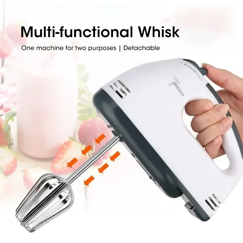 Handheld Electric Egg Beater, Household Automatic Mixer, Handheld Food Cake Bread Baking Dough Mixer, 7-speed Cream Blender - Image 4