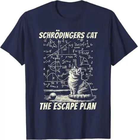 Funny Schrödinger's Cat Escape Plan Science Design T-Shirt Cute Intellect Seamlessly Graphic Kitty Saying Tee Novelty Gift Y2k - Image 5