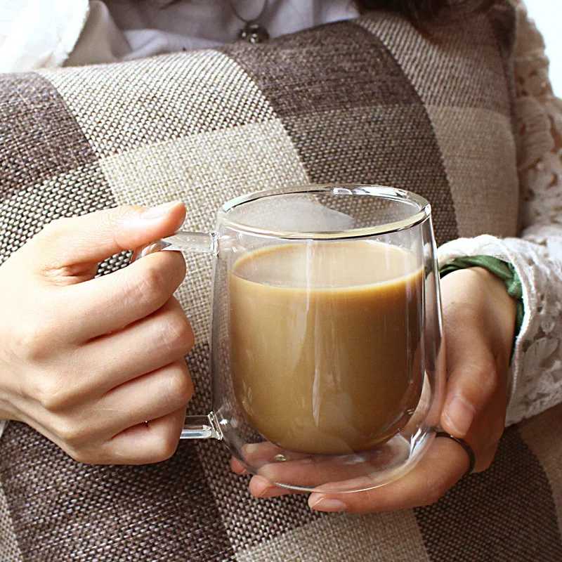 Double Wall High Borosilicate Glass Mug Heat Resistant Handle Coffee Milk Juice Water Cup Bar Drinkware Coffeeware Lover Gift - Image 4