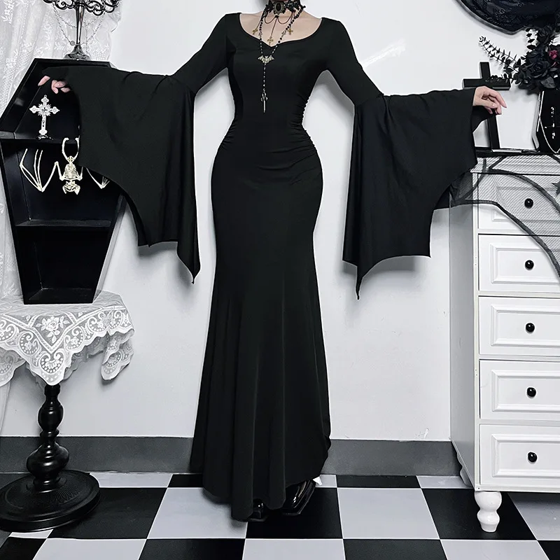 Halloween Gothic Grunge Punk Women Dress Long Sleeve Lace Slim Black Dresses 2026 New Y2K Harajuku Lolita Fairy Core Party Dress - Image 5