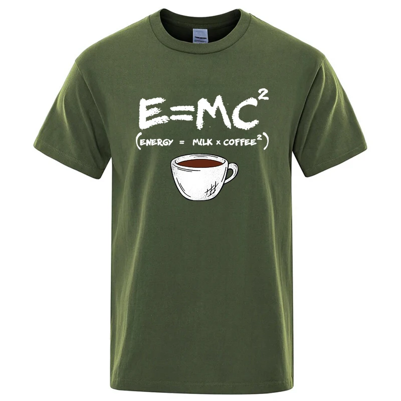 Summer Men T-shirt Cotton Blend Casual Funny Energy=Milk+Coffee Print Men Cool Loose O-neck Tops For Men Short Sleeve Male Tees