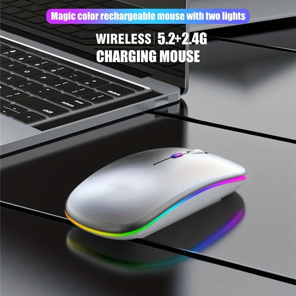 Wireless Bluetooth Mouse 2.4G Dual Modes Rechargeable Mice RGB Ergonomic Silent Click Mouse For PC Computer iPad Laptops 3600DPI - Image 2