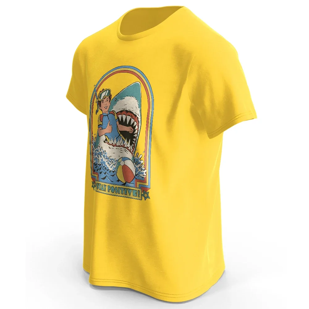 Stay Positive Printed 100% Cotton Classic Vintage Funny T-Shirt For Men Women Sportswear Tops Tees - Image 2