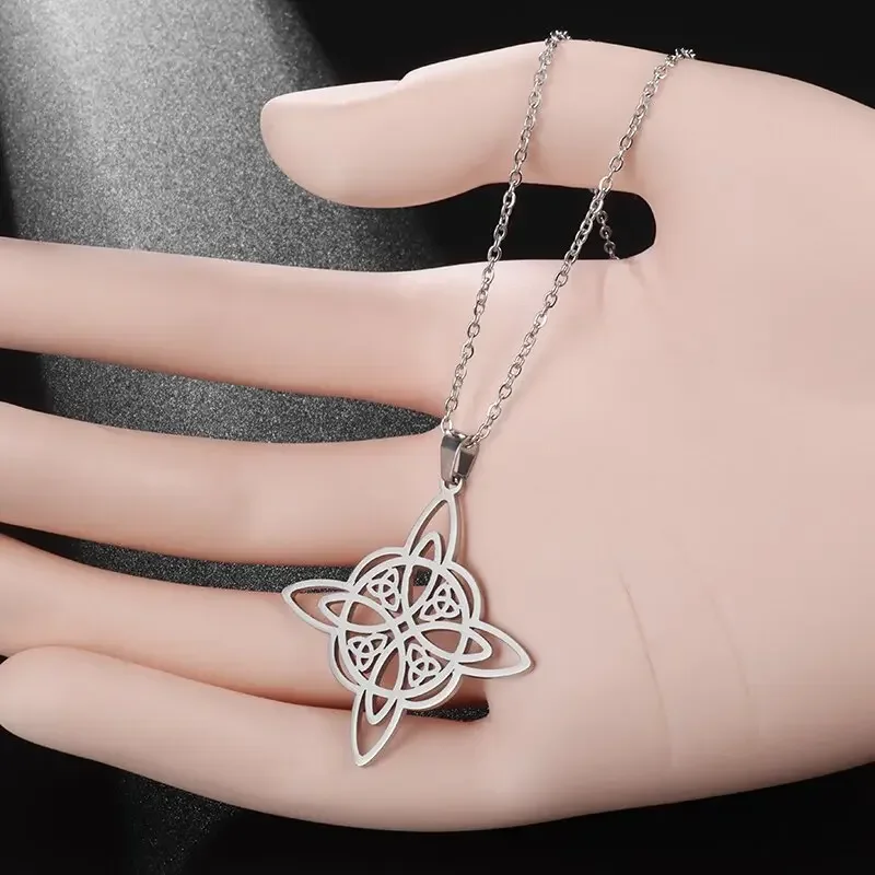 Fashion Charm Witch Knot Necklace Stainless Steel Irish Celtic Knot Pendant Witchcraft Amulet Magical Jewelry Gift for Girls - Image 6