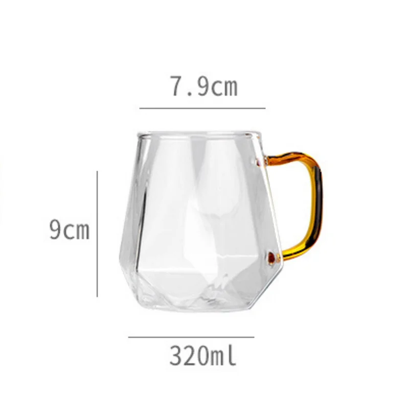 6pcs/4pcs/2pcs/1pcs Glass Mug Luxurious Diamond Patterned Cold Water Cup with Handle High Borosilicate Transparent Drinking Cups - Image 6