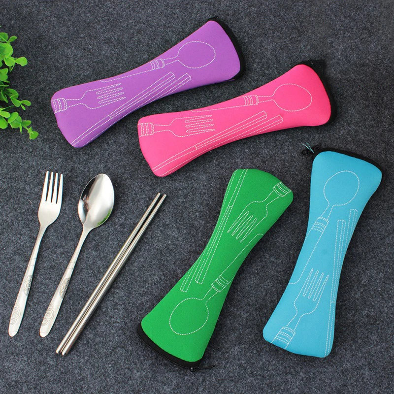 5Pcs Set Portable Cutlery Camping Fork Spoon Knifes Travel Cutlery Set Cutlery set portable Outdoor Tableware with Bag DCS003 - Image 3