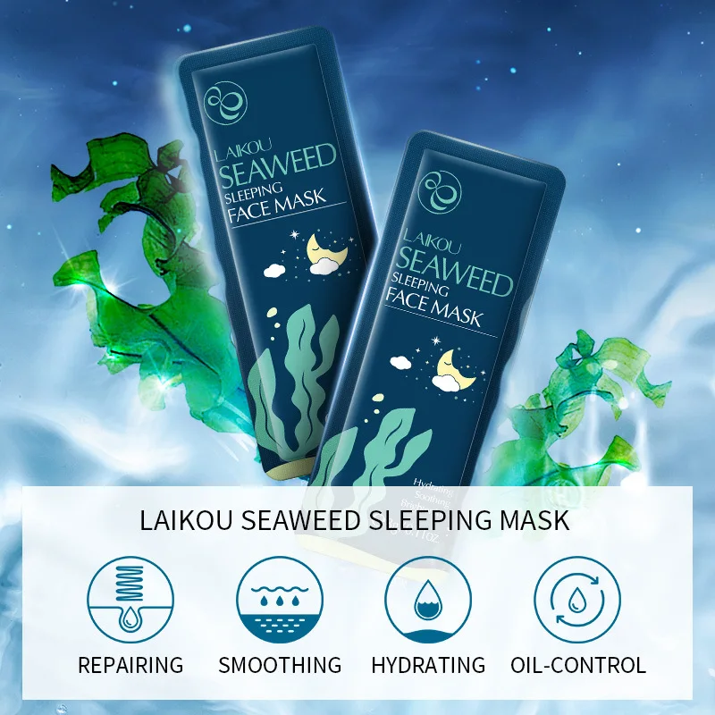 100 pcs LAIKOU Moisturizing Sleeping Mask Sakura Snail Seaweed Centella Face Mask Tendering & Nourishing Oil-control Skin Care - Image 3