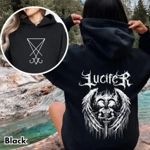 Lucifer Hoodie, Sigil of Lucifer, Satanic Dark Angel , Occult Clothing, Witchcraft , Black Metal Fashion, Gothic