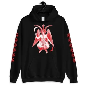 Baphomet Satanic Pentagram Hoodie - Occult Art, Dark Witchcraft, Pastel Goth Clothing, Gothic Goat Sweatshirt