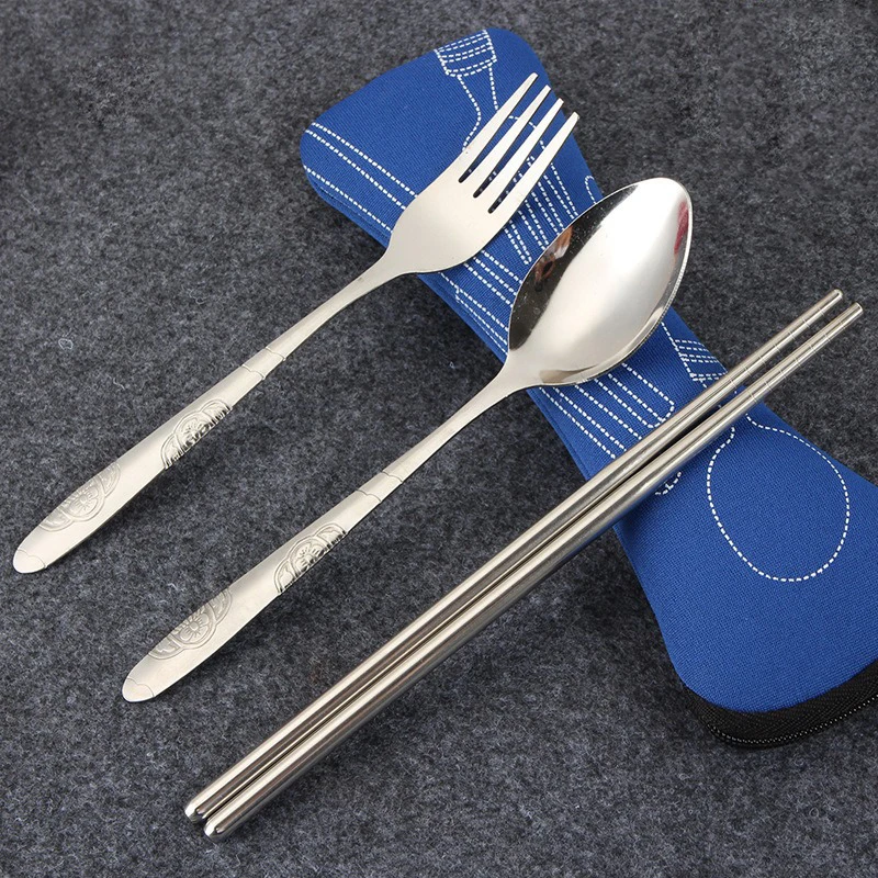 5Pcs Set Portable Cutlery Camping Fork Spoon Knifes Travel Cutlery Set Cutlery set portable Outdoor Tableware with Bag DCS003 - Image 5