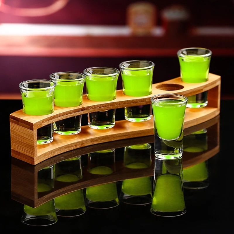 Shot Glasses 6pcs Shot Glass Set 1oz/30ml Shot Glass Holder Heavy Base for Whisky Tequila 6 Shot Glass Serving Tray (6pcs) - Image 4