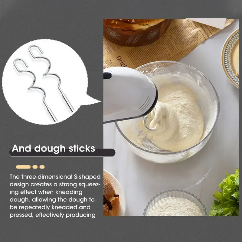 Handheld Electric Egg Beater, Household Automatic Mixer, Handheld Food Cake Bread Baking Dough Mixer, 7-speed Cream Blender - Image 5
