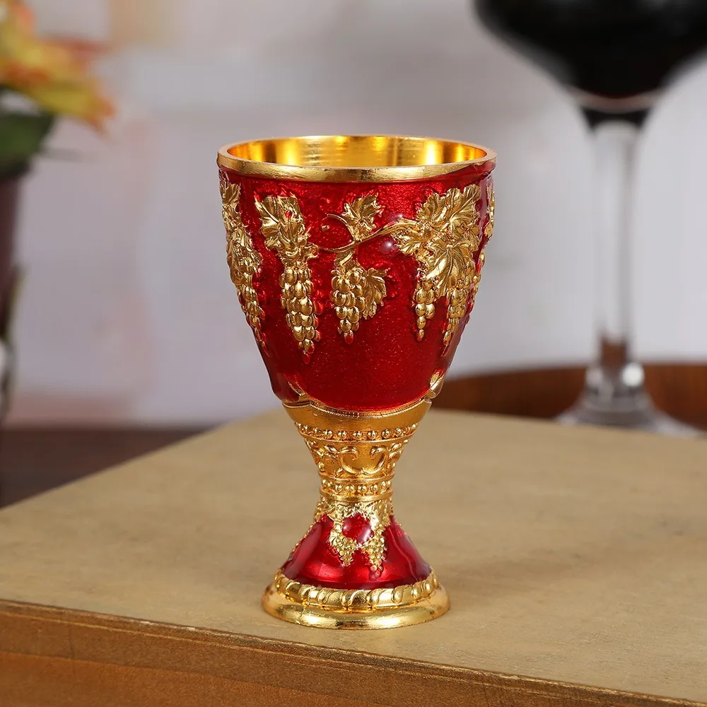 New European Style Wine Glasses Spirits Cup Mini 30ml Vodka Goblet Retro Alloy Wedding Chalices Red Liquor Glass - Image 4