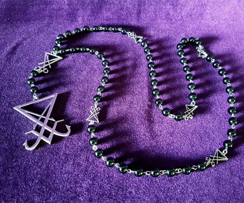 New Sigil Lucifer Rosary Luciferian Necklace occult goth gothic Necklaces left hand path rosary satanic - Image 2
