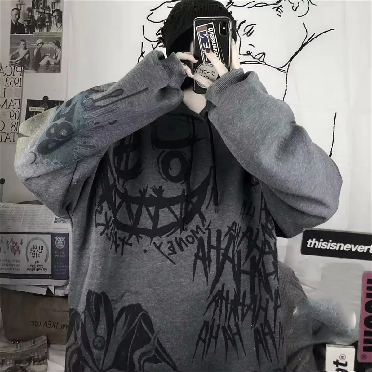 Gothic Japan Cartoon Hip Hop Hoodie Sweatshirt Oversize Women Spring Autumn Funny Punk Hoodies Tops Females Clothes Hoodie Girl - Image 4