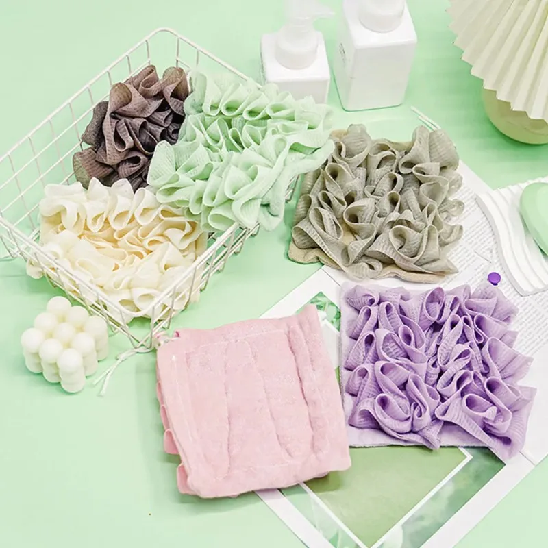 2-In-1 Bath Loofah Towel & Soap Pouch - Soft Exfoliating Mesh Sponge, Reusable Shower Skin Care Accessory - Image 2
