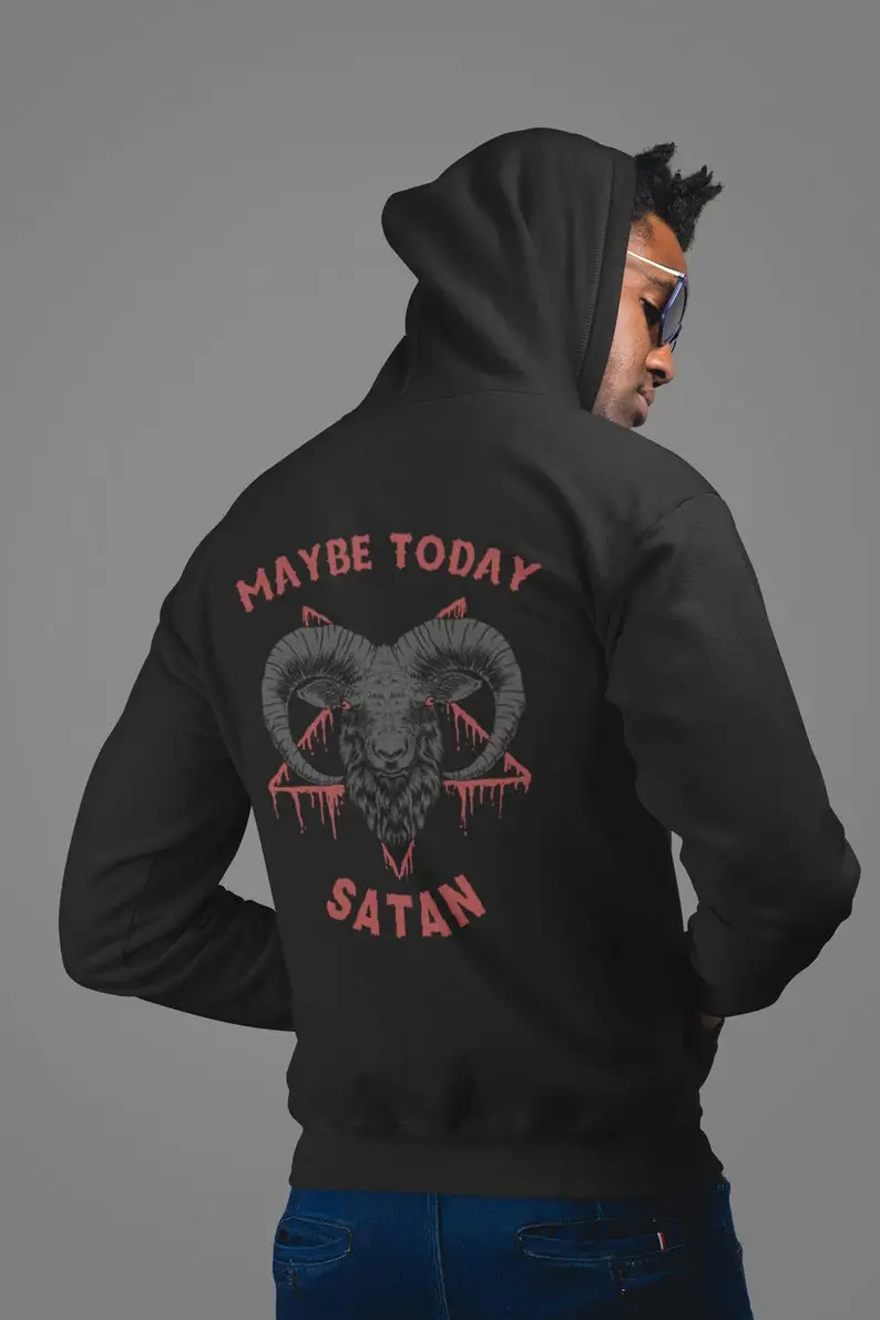 Gift For Gothic Hoodie Maybe Today Baphomet Occult A Gothic and Witchy Gift for Dark Style lovers Satanic Hoodie - Image 4