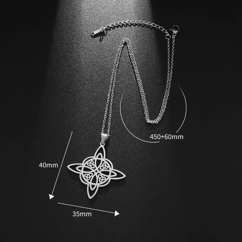 Fashion Charm Witch Knot Necklace Stainless Steel Irish Celtic Knot Pendant Witchcraft Amulet Magical Jewelry Gift for Girls - Image 5