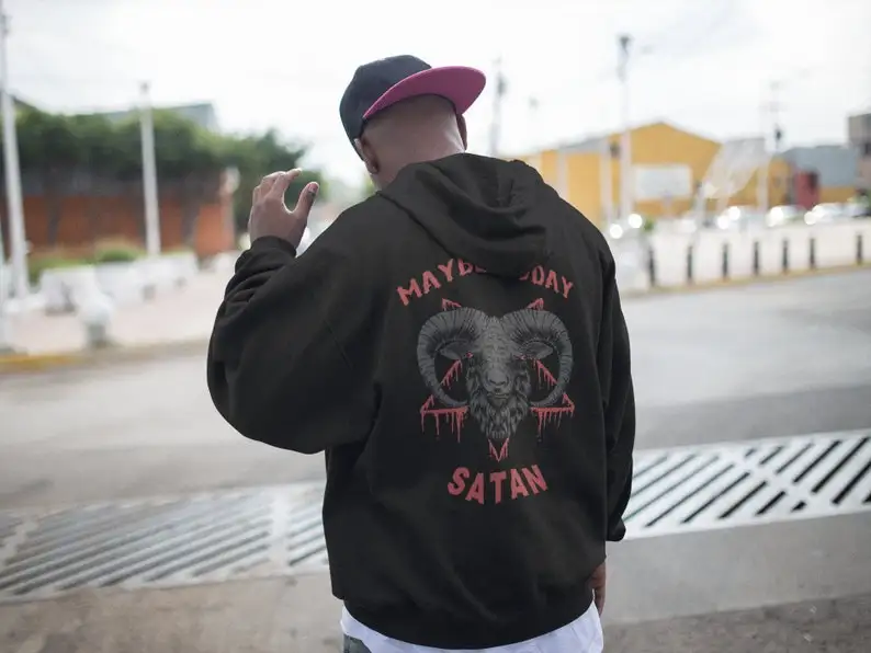 Gift For Gothic Hoodie Maybe Today Baphomet Occult A Gothic and Witchy Gift for Dark Style lovers Satanic Hoodie - Image 5