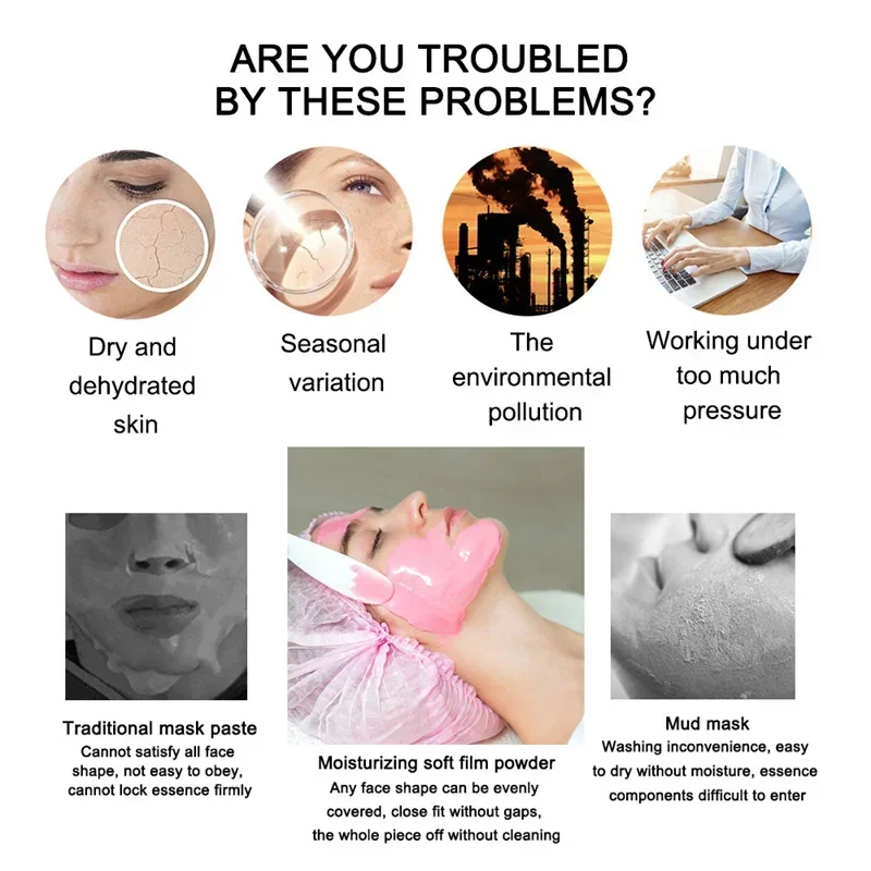 Moisturizing Salon SPA Soft Hydro Jelly Mask Powder Face Skin Care Whitening Rose Collagen Peel Off DIY Rubber Facial Jellymask - Image 4