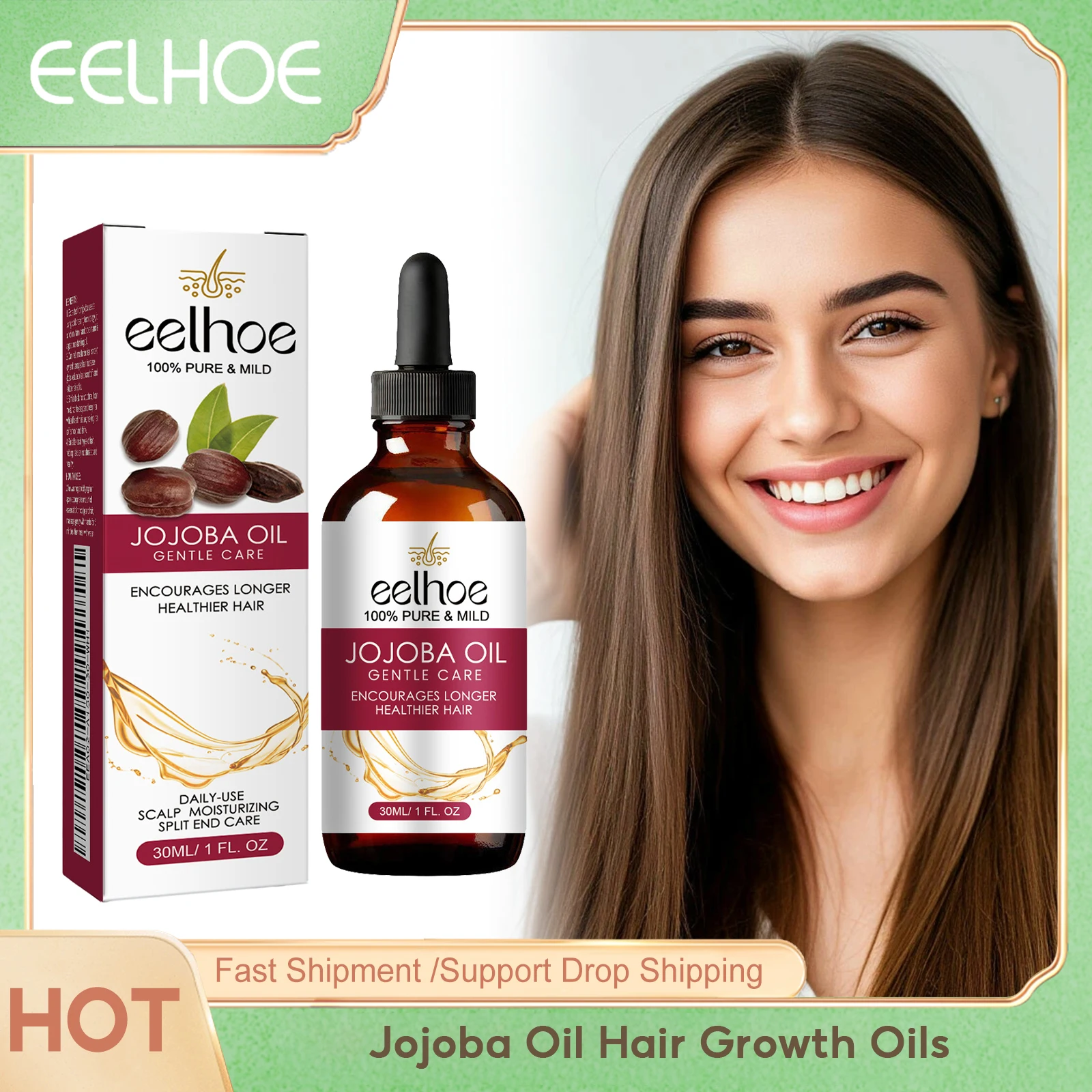 Eelhoe Jojoba Oil Hair Growth Serum Reduce Loss Scalp Treatment More Thicker Keep Regrowth Oil Control Hair Nourish Essencial Oi