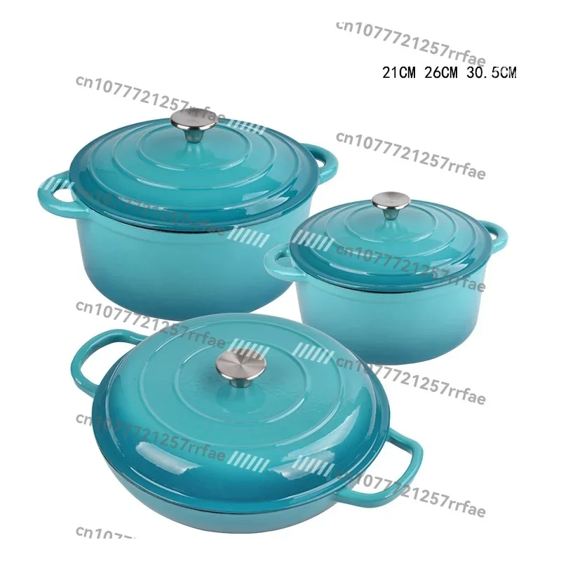 7-Piece Kitchen Enamel Dutch Oven Cast Iron Cookware Casserole Soup & Stock Pots & Pans Set - Image 5