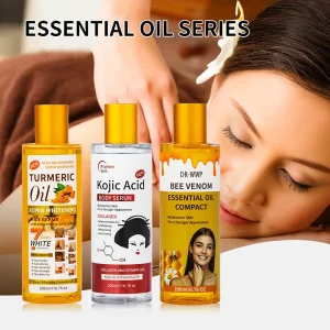 200ml Almond Papaya Body Oil Moisturizing Super Whitening Essential Oil Bee Venom Kojic Acid Turmeric Body Massage Oil