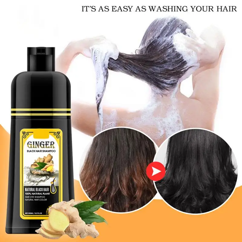 500ml Herbal Hair Dye Black Hair Shampoo Black Hair Color Shampoo Black Hair Dye Covering White Hair Shampoo ginger Shampoo - Image 4