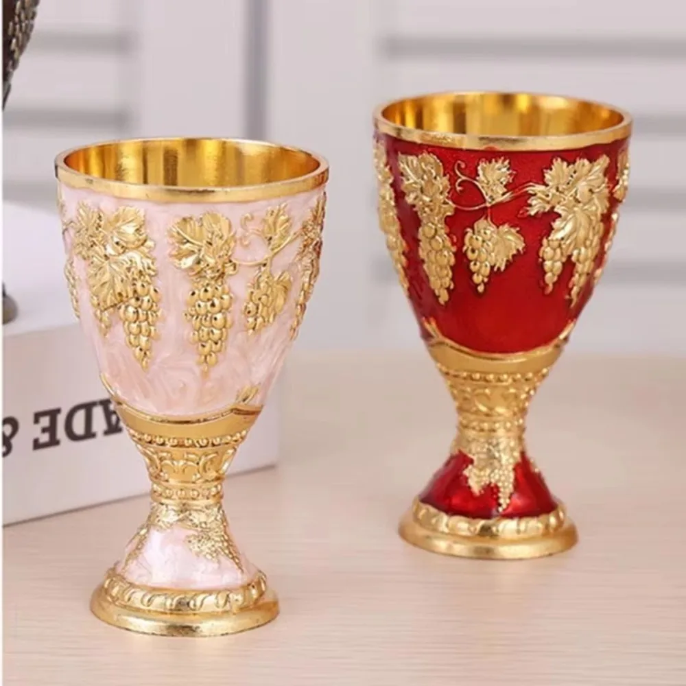 New European Style Wine Glasses Spirits Cup Mini 30ml Vodka Goblet Retro Alloy Wedding Chalices Red Liquor Glass - Image 3