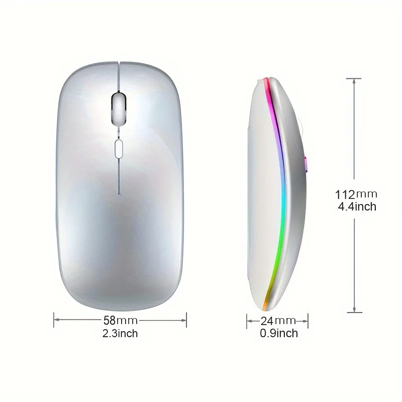 Wireless Bluetooth Mouse 2.4G Dual Modes Rechargeable Mice RGB Ergonomic Silent Click Mouse For PC Computer iPad Laptops 3600DPI - Image 3