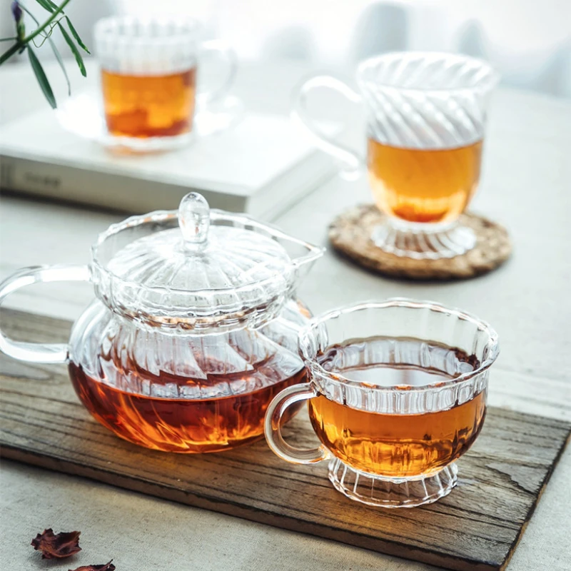 Heat Resistant Glass Retro British Glass Tea Set Teapot Cup Afternoon Fruit Coffee Cup Drinking Water Bottle Drinkware - Image 2