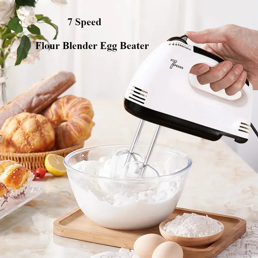 Handheld Electric Egg Beater, Household Automatic Mixer, Handheld Food Cake Bread Baking Dough Mixer, 7-speed Cream Blender - Image 2