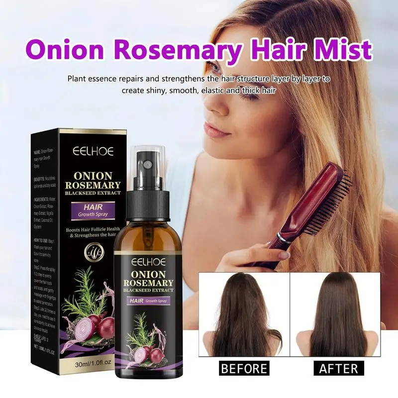 30ml Hair Growth Spray Onion Rosemary Dense Hair Spray Rosemary Essential Oil Hair Nourishing Essential Oil Anti Hair Loss Spray - Image 2