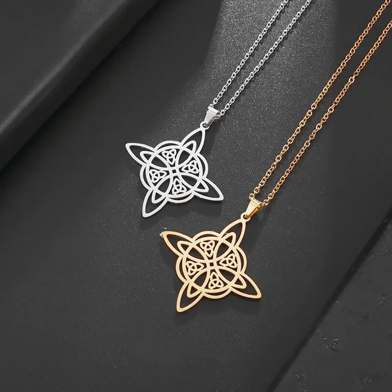 Fashion Charm Witch Knot Necklace Stainless Steel Irish Celtic Knot Pendant Witchcraft Amulet Magical Jewelry Gift for Girls - Image 3
