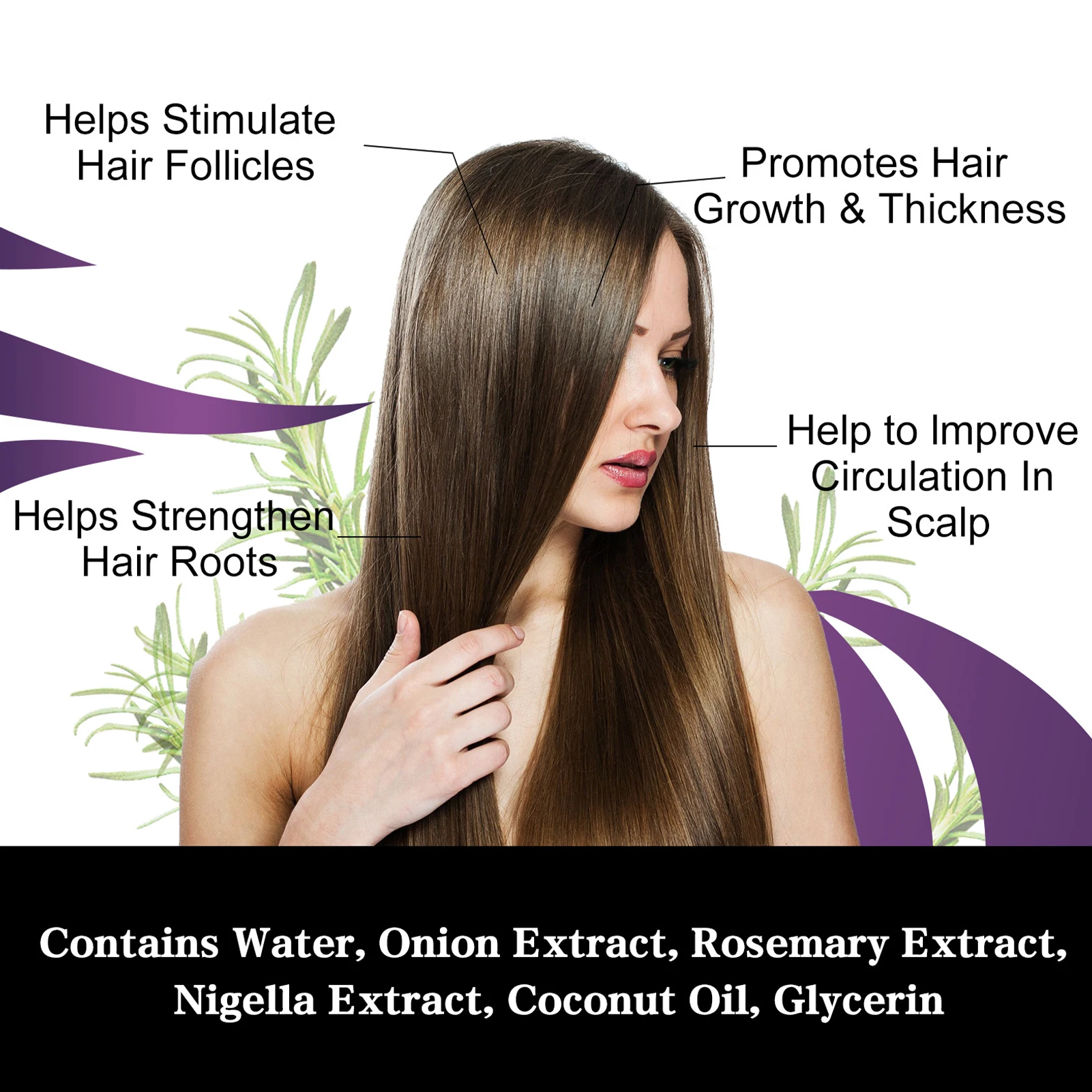 30ml Hair Growth Spray Onion Rosemary Dense Hair Spray Rosemary Essential Oil Hair Nourishing Essential Oil Anti Hair Loss Spray - Image 5