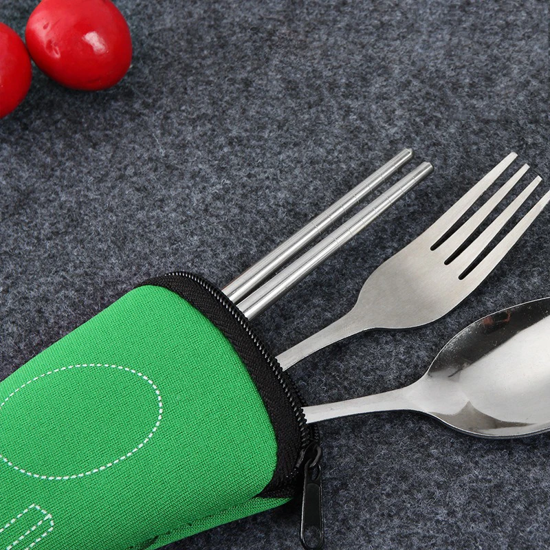 5Pcs Set Portable Cutlery Camping Fork Spoon Knifes Travel Cutlery Set Cutlery set portable Outdoor Tableware with Bag DCS003 - Image 4