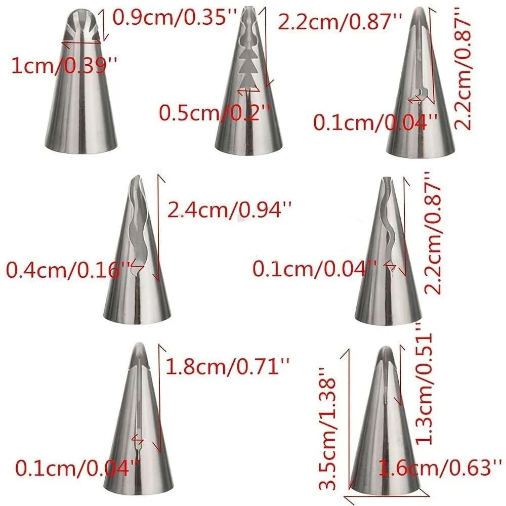 7PCS Stainless Steel Cake Nozzle Tube Head DIY Pastry Puff Skirt Icing Piping Nozzles Cake Decorating Supplies Baking Set Tools - Image 6